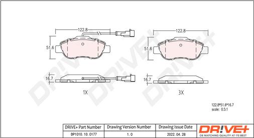 Dr!ve+ DP1010.10.0177 - Гальмівні колодки, дискові гальма autozip.com.ua