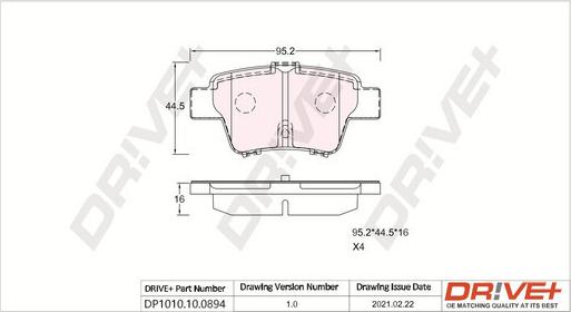 Dr!ve+ DP1010.10.0894 - Гальмівні колодки, дискові гальма autozip.com.ua