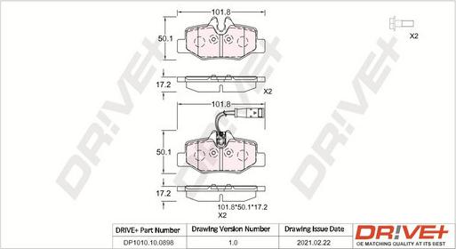 Dr!ve+ DP1010.10.0898 - Гальмівні колодки, дискові гальма autozip.com.ua