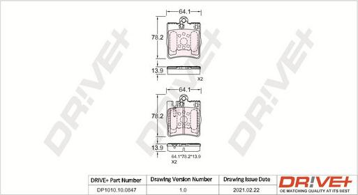 Dr!ve+ DP1010.10.0847 - Гальмівні колодки, дискові гальма autozip.com.ua