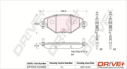 Dr!ve+ DP1010.10.0850 - Гальмівні колодки, дискові гальма autozip.com.ua