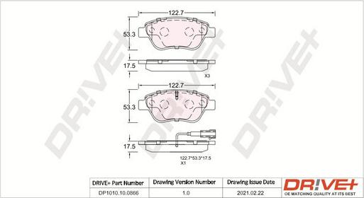 Dr!ve+ DP1010.10.0866 - Гальмівні колодки, дискові гальма autozip.com.ua