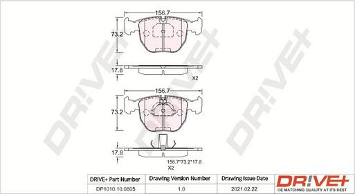 Dr!ve+ DP1010.10.0805 - Гальмівні колодки, дискові гальма autozip.com.ua