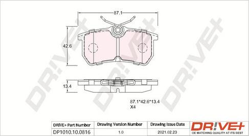 Dr!ve+ DP1010.10.0816 - Гальмівні колодки, дискові гальма autozip.com.ua