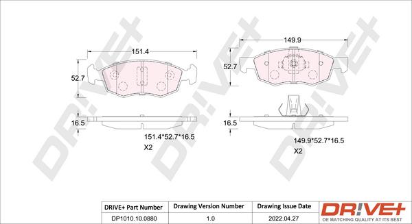 Dr!ve+ DP1010.10.0880 - Гальмівні колодки, дискові гальма autozip.com.ua