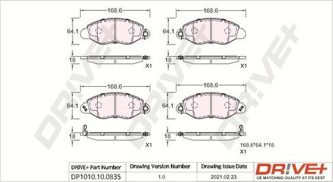 Dr!ve+ DP1010.10.0835 - Гальмівні колодки, дискові гальма autozip.com.ua