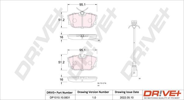 Dr!ve+ DP1010.10.0831 - Гальмівні колодки, дискові гальма autozip.com.ua