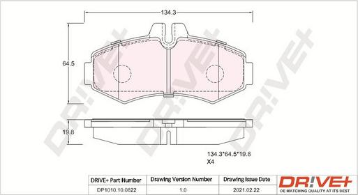 Dr!ve+ DP1010.10.0822 - Гальмівні колодки, дискові гальма autozip.com.ua