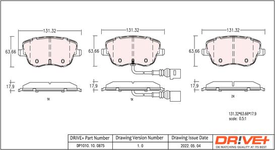 Dr!ve+ DP1010.10.0875 - Гальмівні колодки, дискові гальма autozip.com.ua