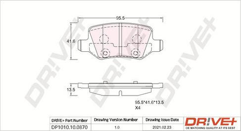 Dr!ve+ DP1010.10.0870 - Гальмівні колодки, дискові гальма autozip.com.ua