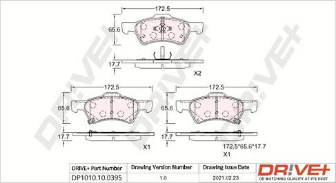 Dr!ve+ DP1010.10.0395 - Гальмівні колодки, дискові гальма autozip.com.ua