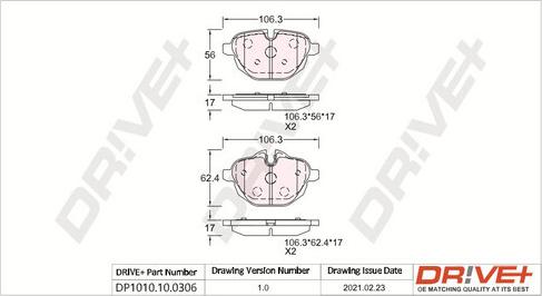 Dr!ve+ DP1010.10.0306 - Гальмівні колодки, дискові гальма autozip.com.ua