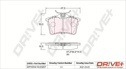 Dr!ve+ DP1010.10.0337 - Гальмівні колодки, дискові гальма autozip.com.ua