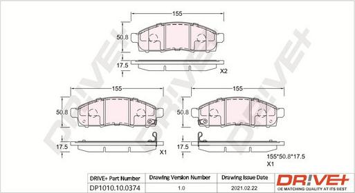 Dr!ve+ DP1010.10.0374 - Гальмівні колодки, дискові гальма autozip.com.ua