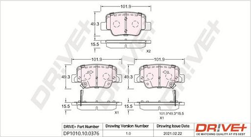 Dr!ve+ DP1010.10.0376 - Гальмівні колодки, дискові гальма autozip.com.ua