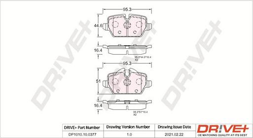 Dr!ve+ DP1010.10.0377 - Гальмівні колодки, дискові гальма autozip.com.ua