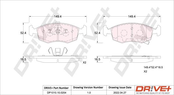 Dr!ve+ DP1010.10.0254 - Гальмівні колодки, дискові гальма autozip.com.ua