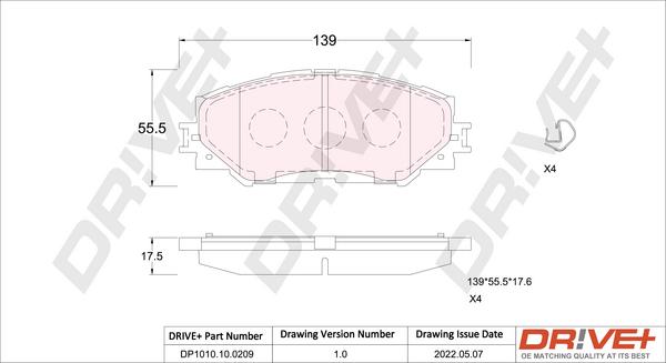 Dr!ve+ DP1010.10.0209 - Гальмівні колодки, дискові гальма autozip.com.ua