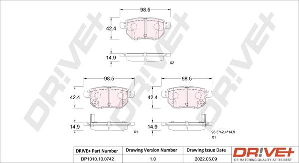 Dr!ve+ DP1010.10.0742 - Гальмівні колодки, дискові гальма autozip.com.ua