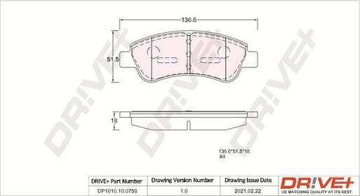 Dr!ve+ DP1010.10.0758 - Гальмівні колодки, дискові гальма autozip.com.ua