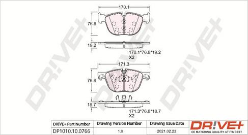 Dr!ve+ DP1010.10.0766 - Гальмівні колодки, дискові гальма autozip.com.ua