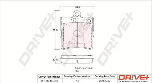 Dr!ve+ DP1010.10.0761 - Гальмівні колодки, дискові гальма autozip.com.ua