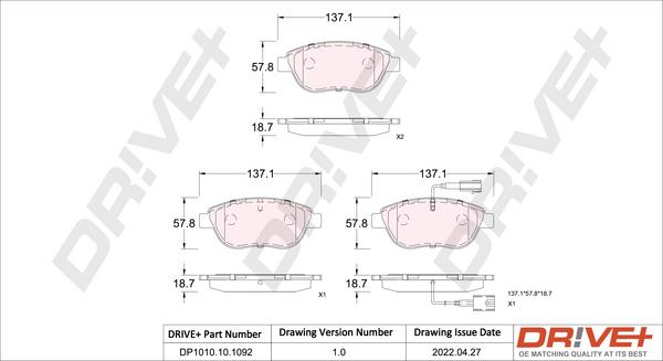 Dr!ve+ DP1010.10.1092 - Гальмівні колодки, дискові гальма autozip.com.ua