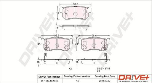 Dr!ve+ DP1010.10.1049 - Гальмівні колодки, дискові гальма autozip.com.ua