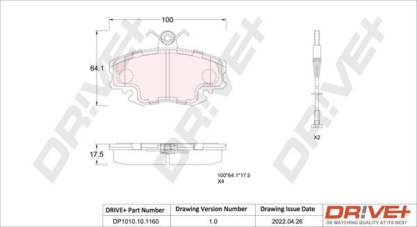 Dr!ve+ DP1010.10.1160 - Гальмівні колодки, дискові гальма autozip.com.ua