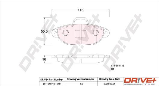 Dr!ve+ DP1010.10.1249 - Гальмівні колодки, дискові гальма autozip.com.ua