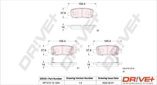 Dr!ve+ DP1010.10.1244 - Гальмівні колодки, дискові гальма autozip.com.ua