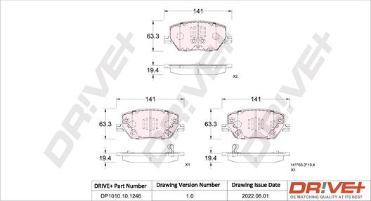 Dr!ve+ DP1010.10.1246 - Гальмівні колодки, дискові гальма autozip.com.ua