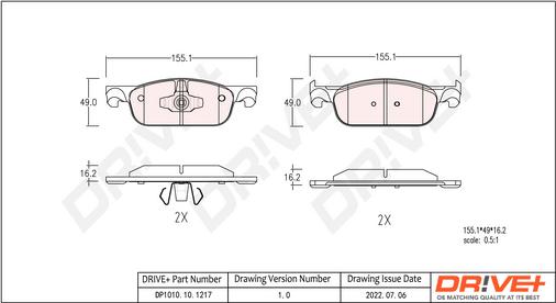 Dr!ve+ DP1010.10.1217 - Гальмівні колодки, дискові гальма autozip.com.ua