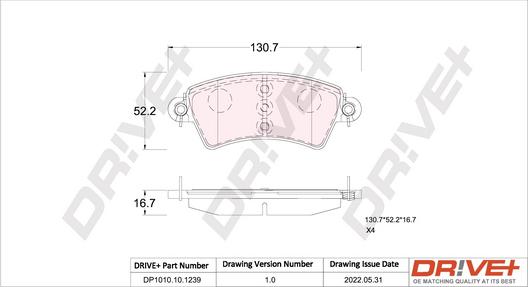 Dr!ve+ DP1010.10.1239 - Гальмівні колодки, дискові гальма autozip.com.ua