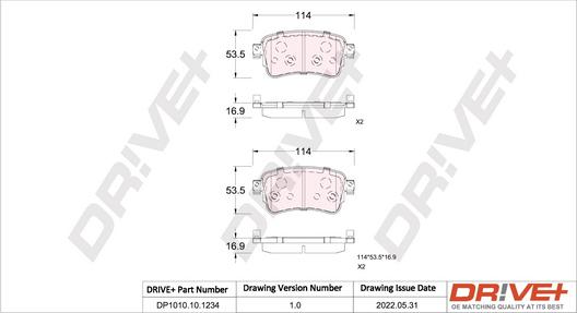 Dr!ve+ DP1010.10.1234 - Гальмівні колодки, дискові гальма autozip.com.ua