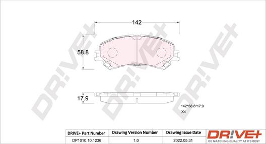 Dr!ve+ DP1010.10.1236 - Гальмівні колодки, дискові гальма autozip.com.ua