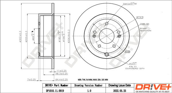 Dr!ve+ DP1010.11.0919 - Гальмівний диск autozip.com.ua