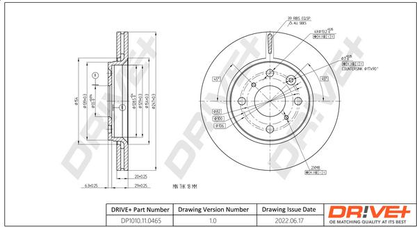 Dr!ve+ DP1010.11.0465 - Гальмівний диск autozip.com.ua