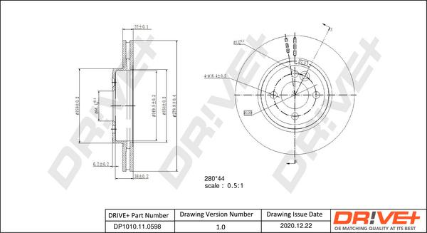 Dr!ve+ DP1010.11.0598 - Гальмівний диск autozip.com.ua