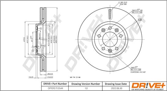 Dr!ve+ DP1010.11.0544 - Гальмівний диск autozip.com.ua