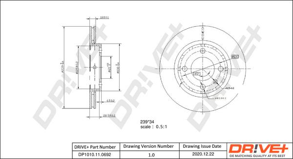 Dr!ve+ DP1010.11.0692 - Гальмівний диск autozip.com.ua