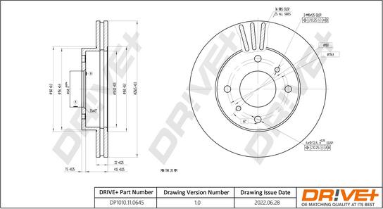 Dr!ve+ DP1010.11.0645 - Гальмівний диск autozip.com.ua