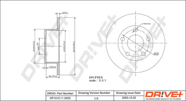 Dr!ve+ DP1010.11.0053 - Гальмівний диск autozip.com.ua