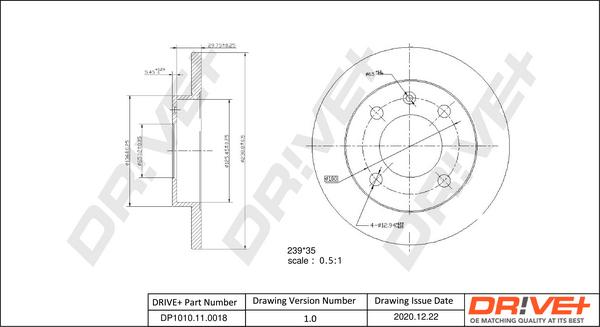 Dr!ve+ DP1010.11.0018 - Гальмівний диск autozip.com.ua