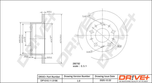 Dr!ve+ DP1010.11.0196 - Гальмівний диск autozip.com.ua