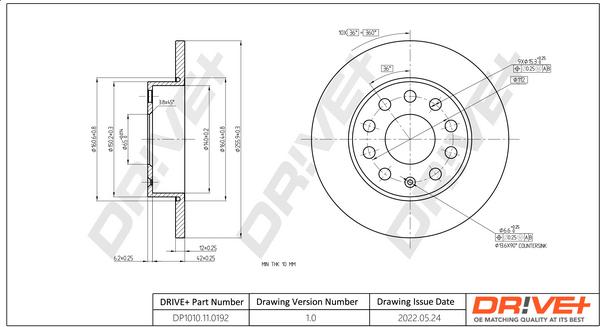 Dr!ve+ DP1010.11.0192 - Гальмівний диск autozip.com.ua