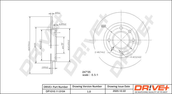 Dr!ve+ DP1010.11.0104 - Гальмівний диск autozip.com.ua