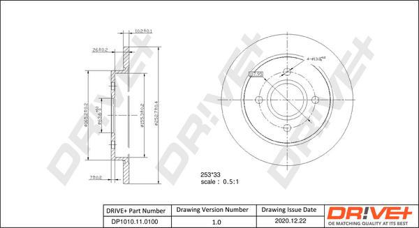 Dr!ve+ DP1010.11.0100 - Гальмівний диск autozip.com.ua