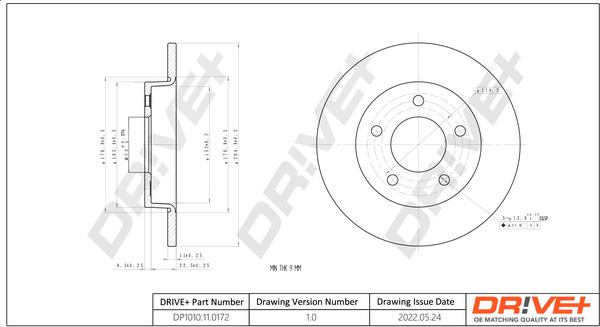 Dr!ve+ DP1010.11.0172 - Гальмівний диск autozip.com.ua