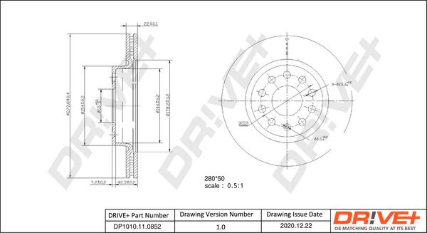 Dr!ve+ DP1010.11.0852 - Гальмівний диск autozip.com.ua